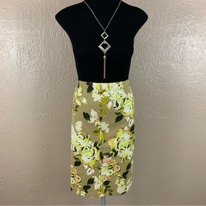 Isaac Mizrahi Yellow Floral Pencil Skirt